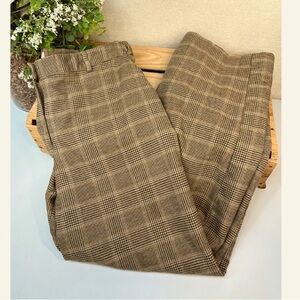 L.L. BEAN Classic Fit Wide Leg Brown Herringbone Pants Size 14 NWOT